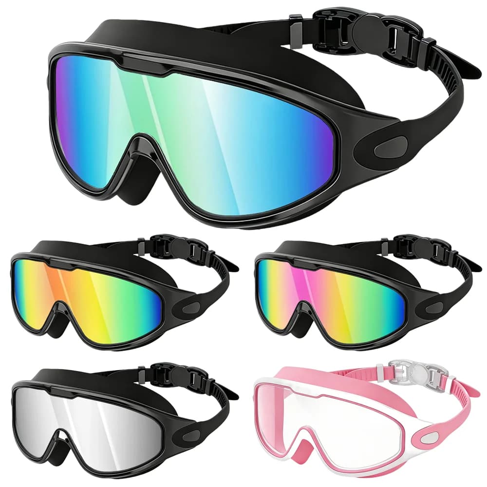 Wide-Angle Pool Goggles with Anti-Fog Lenses