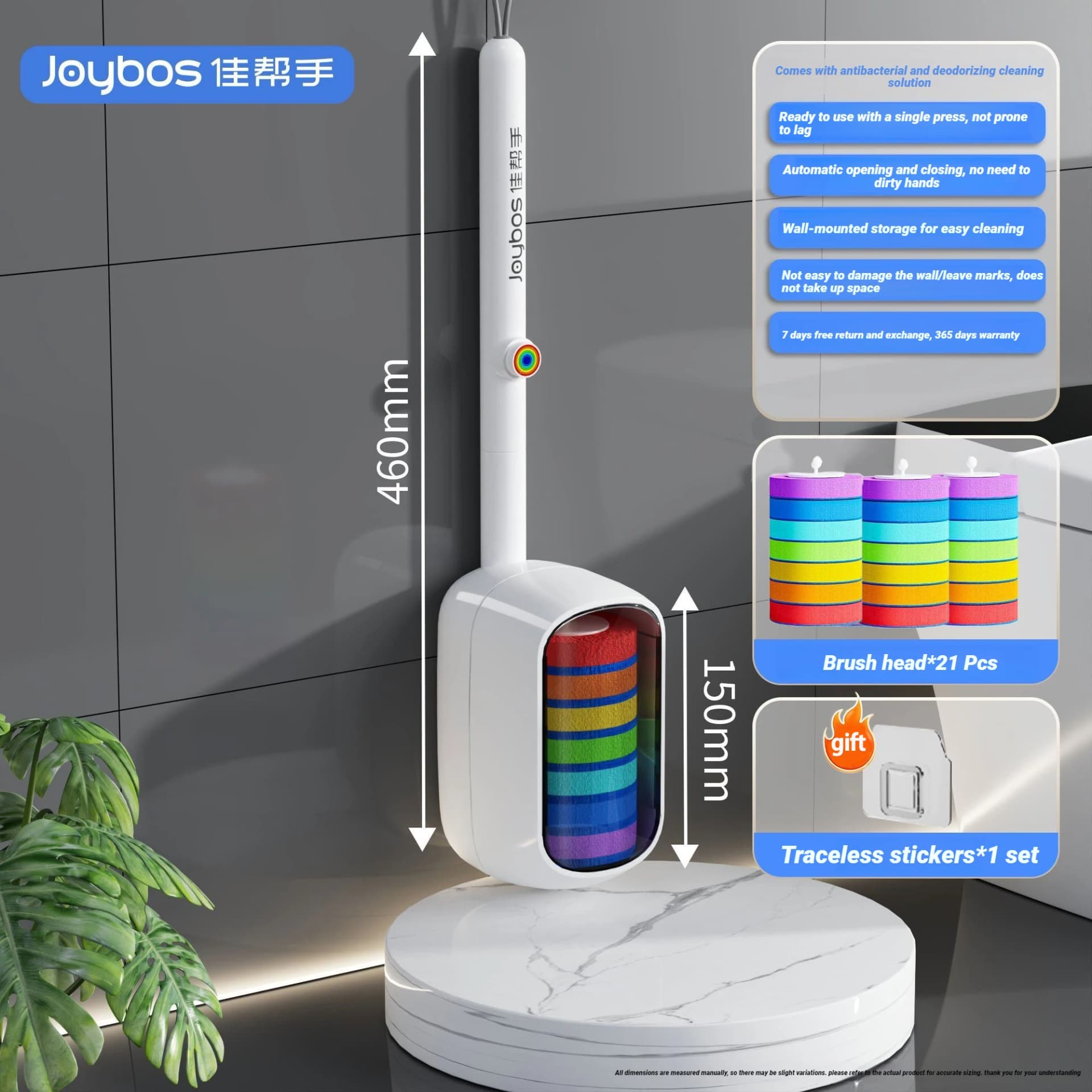 Wall-Mounted Toilet Brush with Disposable Refills