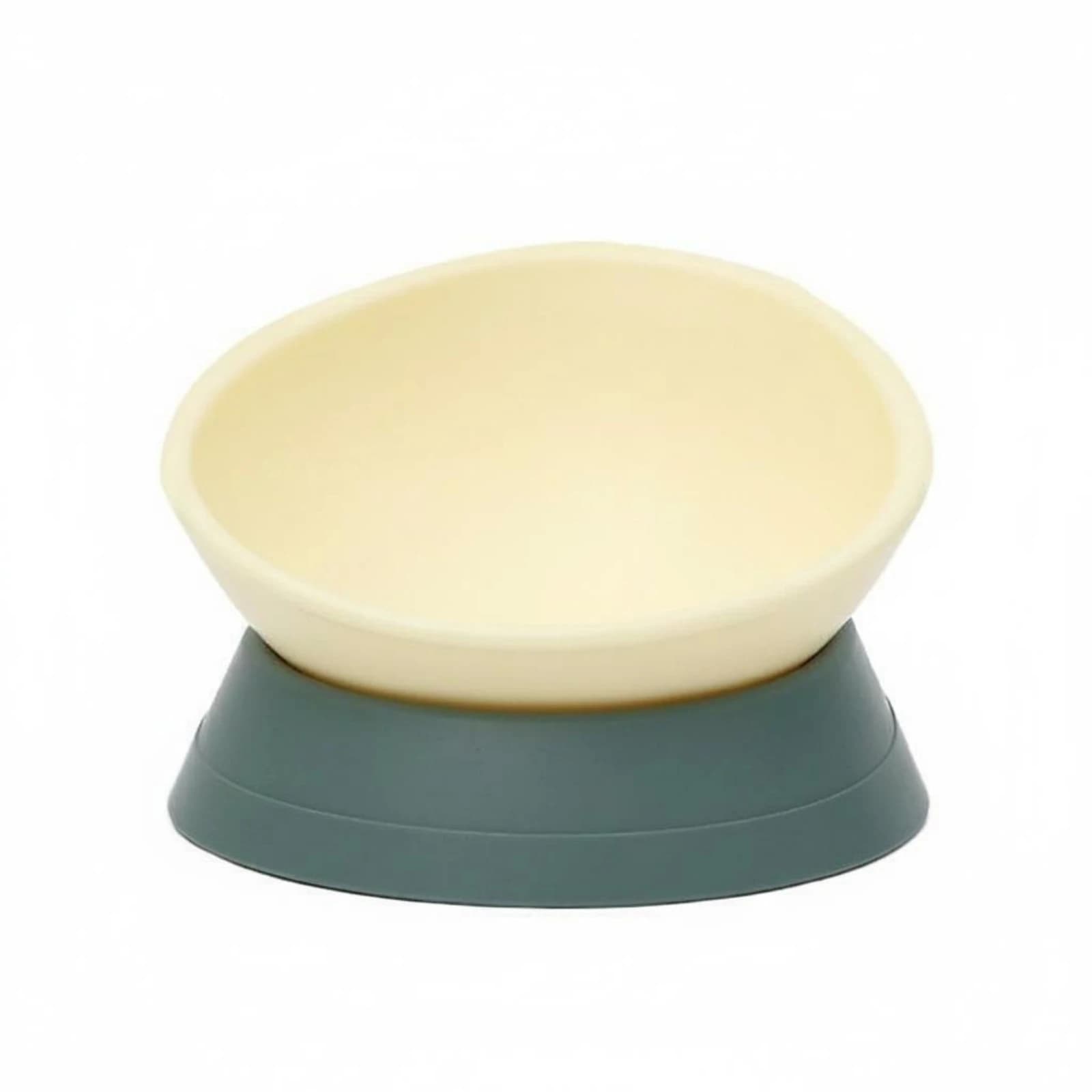 Double Ceramic Pet Bowl Stand with Wooden Base