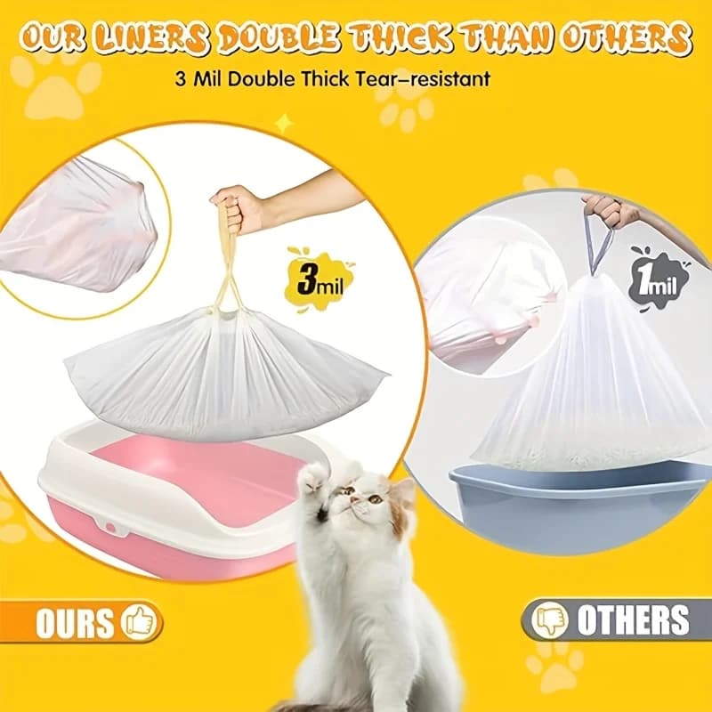 Extra Thick Drawstring Cat Litter Box Liners