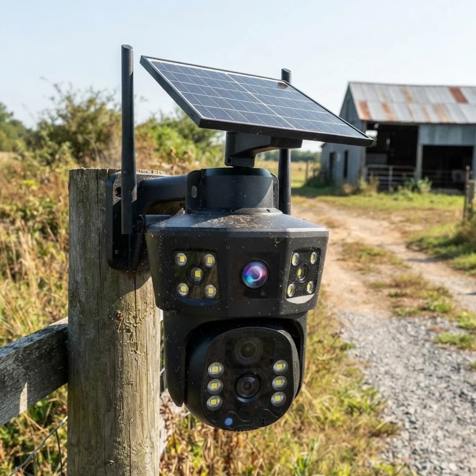 Solar Security Camera with Dual Lens WiFi