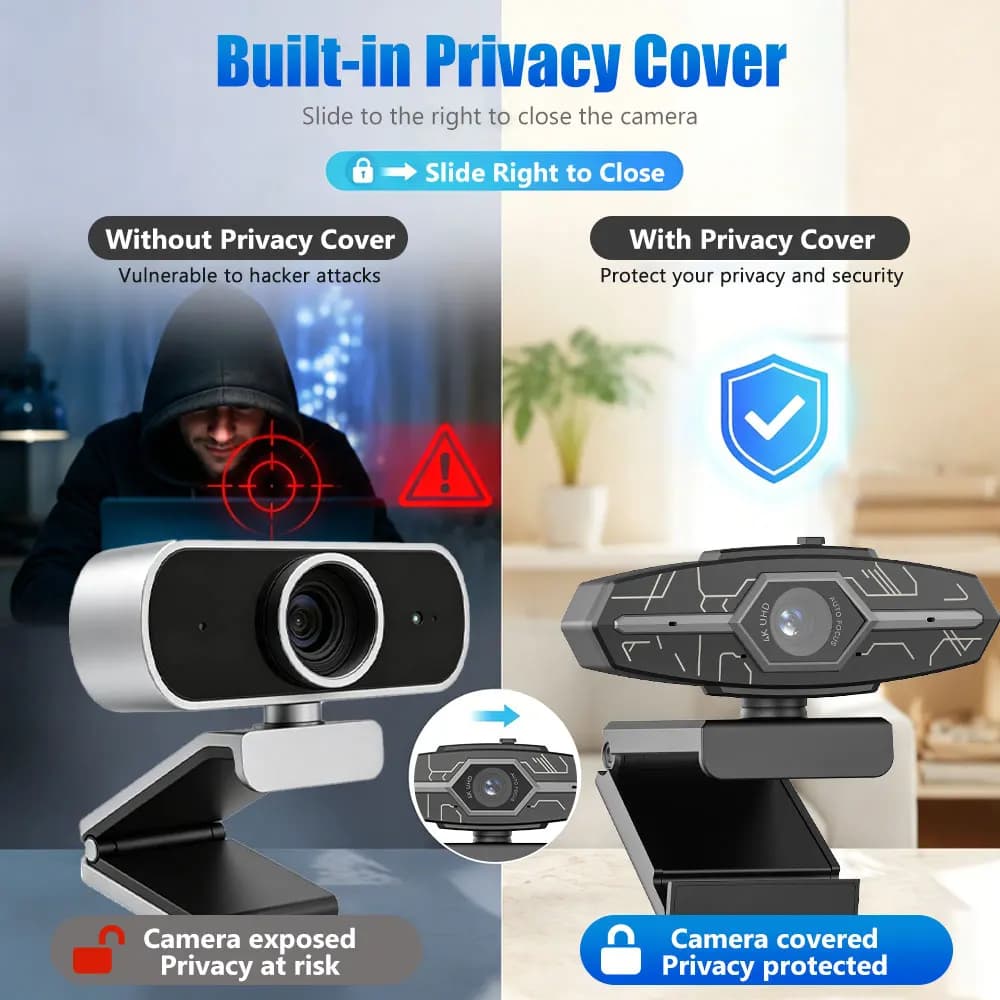 4K Webcam with Auto Focus and Privacy Shutter
