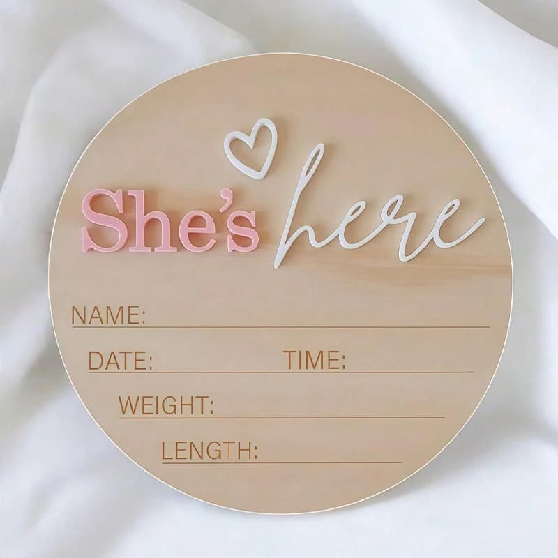 Birth Announcement Sign She's Here Or He's HereAnnouncement Sign Baby Newborn AnnouncementSign Baby Photo Prop
