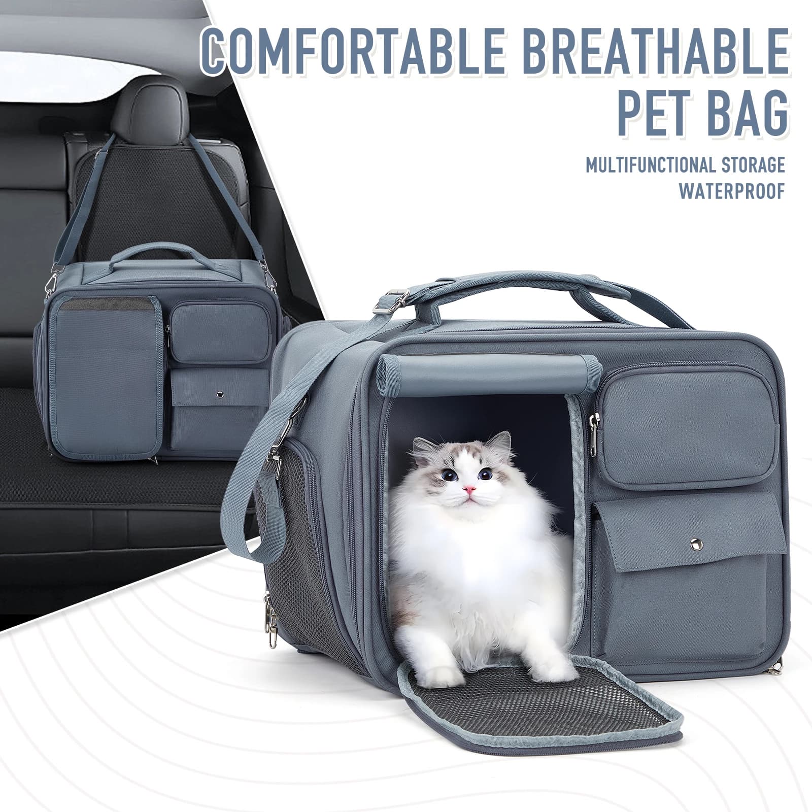 Pet Carrying Bag，Pets Travel Bag, Carrier for Cats and Puppies up to 7 kg, Foldable Travel Bag, Mesh Windows Bag for Small Pets