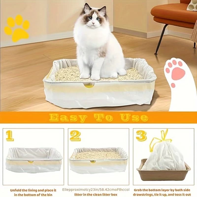 Extra Thick Drawstring Cat Litter Box Liners