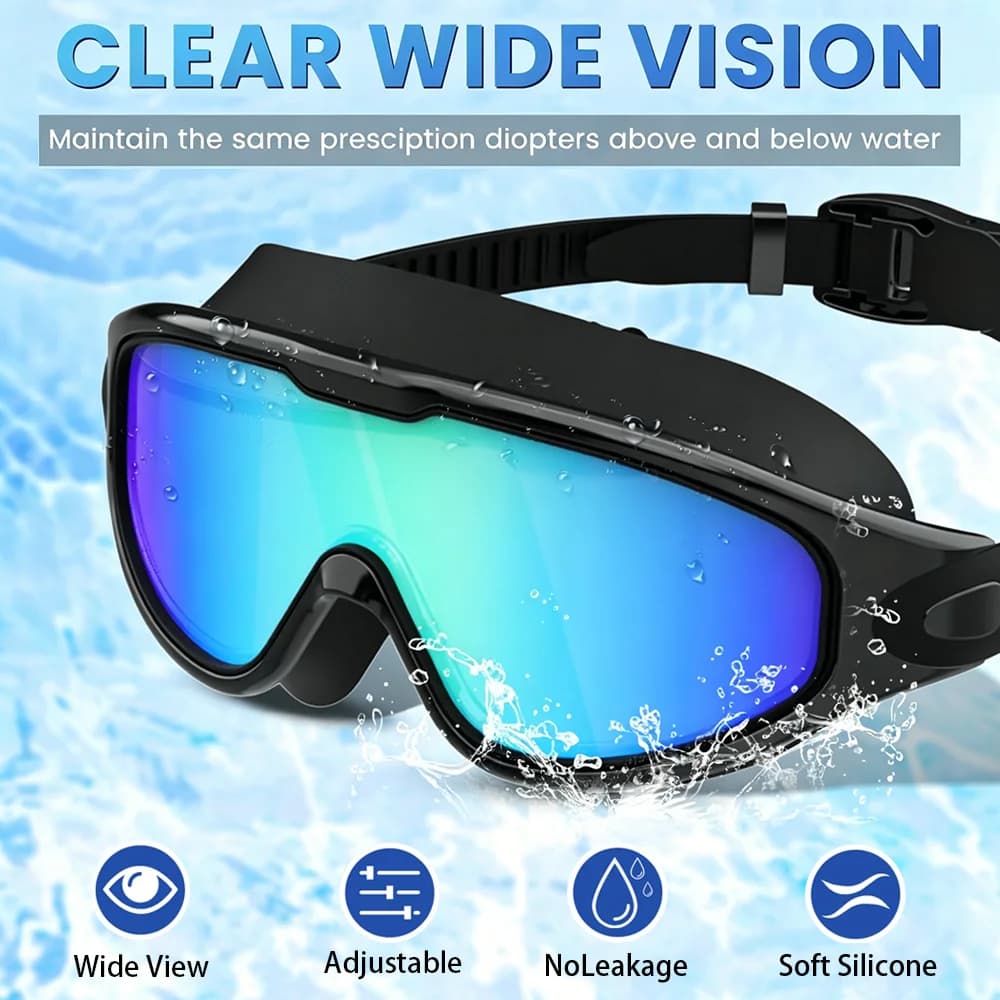 Wide-Angle Pool Goggles with Anti-Fog Lenses