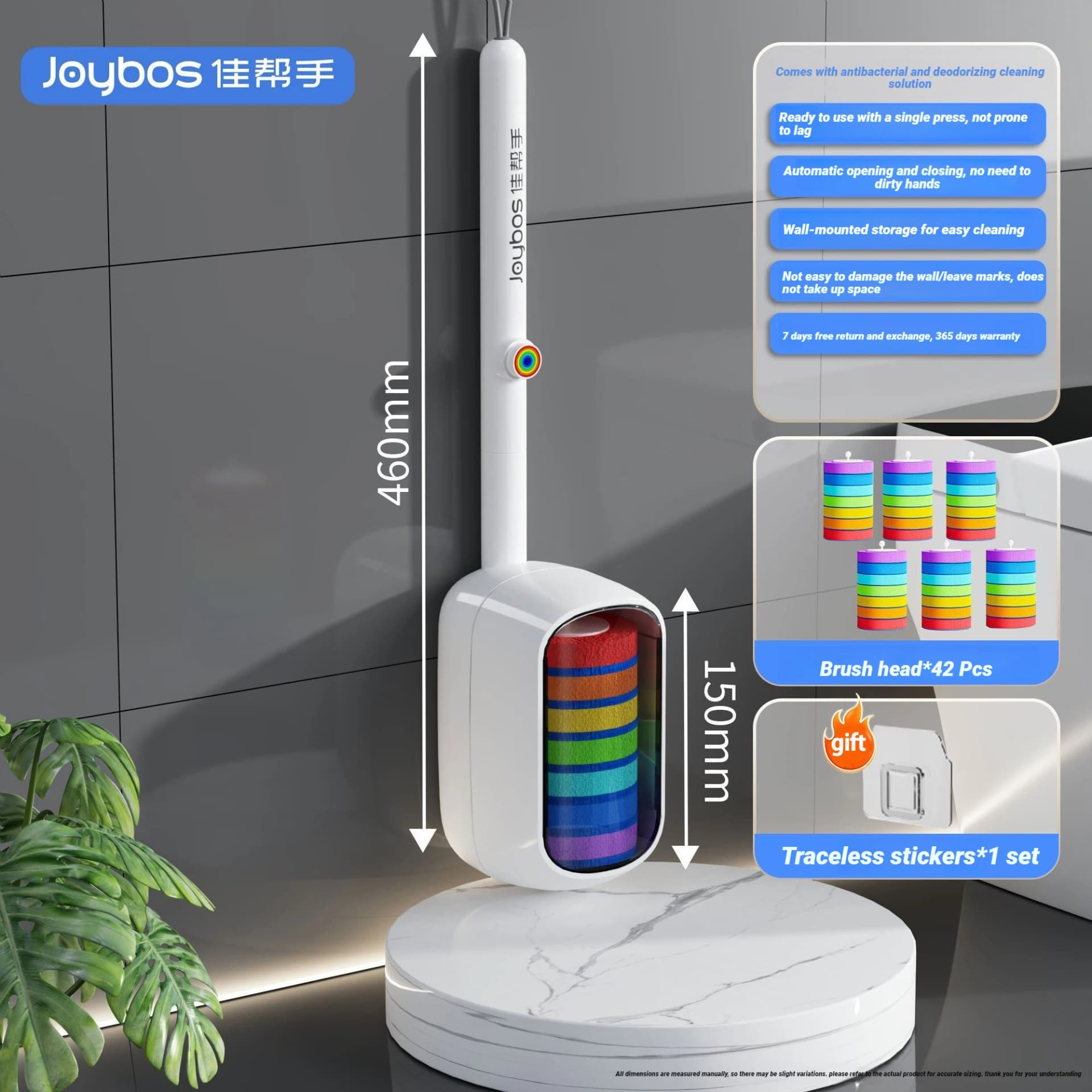 Wall-Mounted Toilet Brush with Disposable Refills