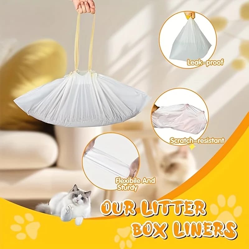Extra Thick Drawstring Cat Litter Box Liners