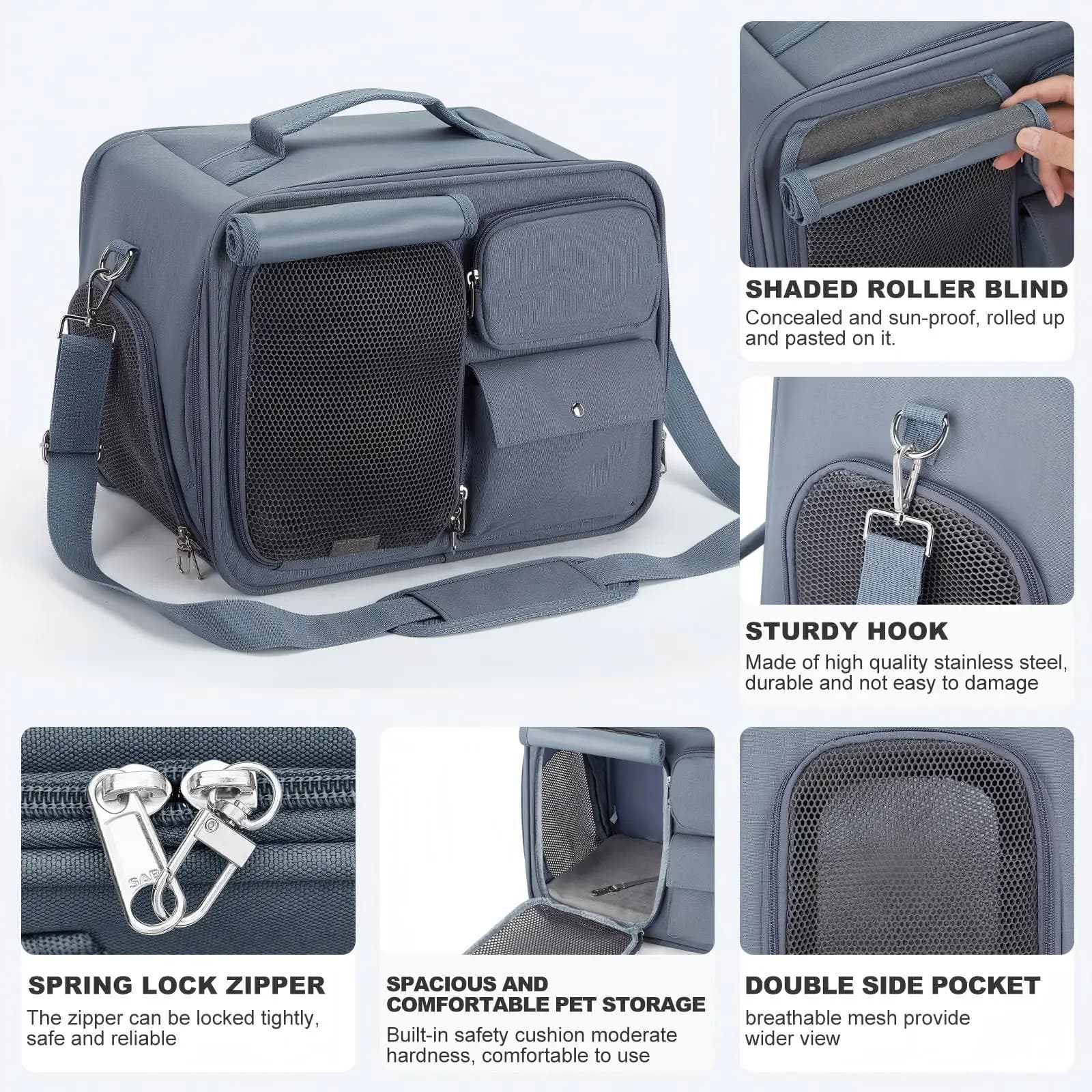 Pet Carrying Bag，Pets Travel Bag, Carrier for Cats and Puppies up to 7 kg, Foldable Travel Bag, Mesh Windows Bag for Small Pets