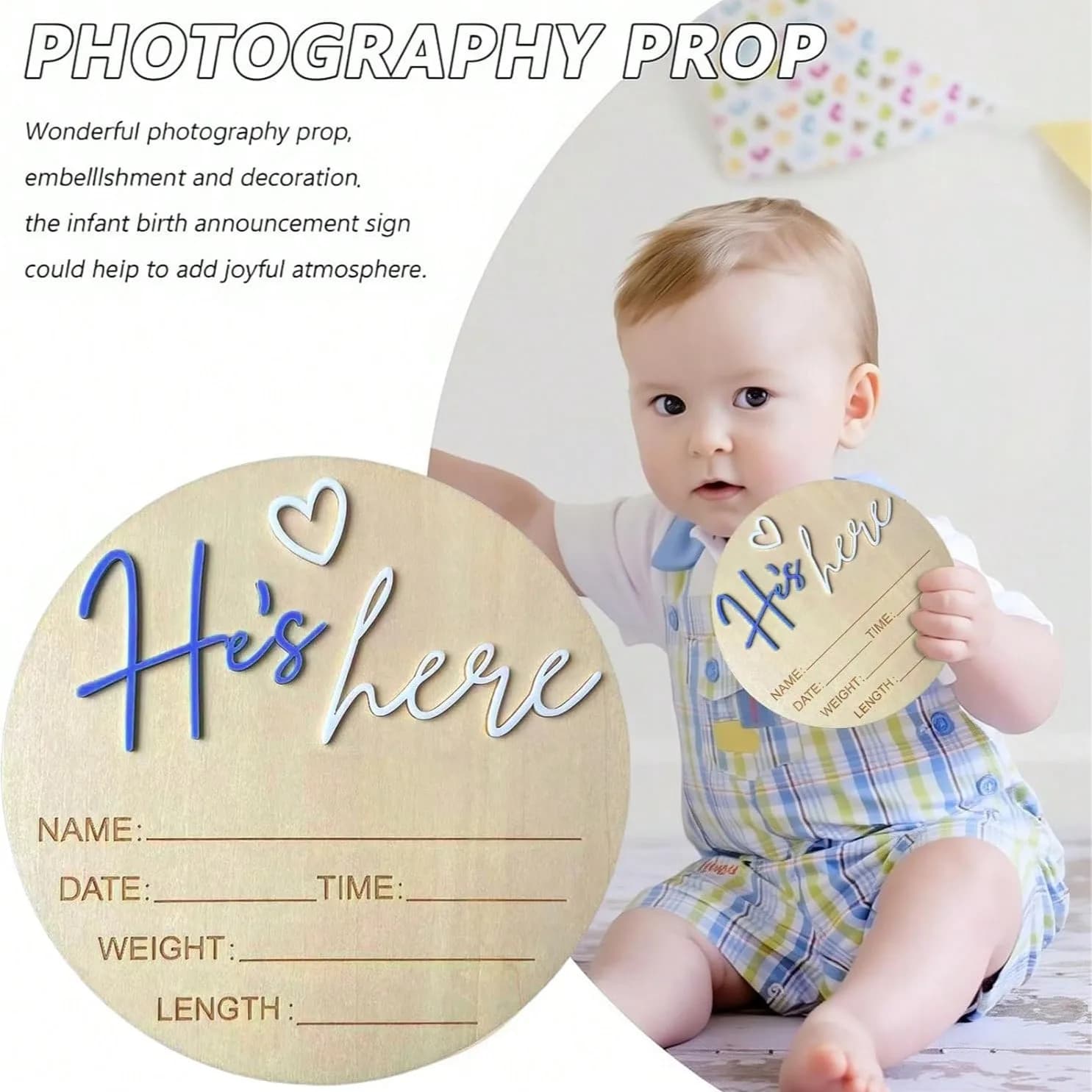 Birth Announcement Sign She's Here Or He's HereAnnouncement Sign Baby Newborn AnnouncementSign Baby Photo Prop