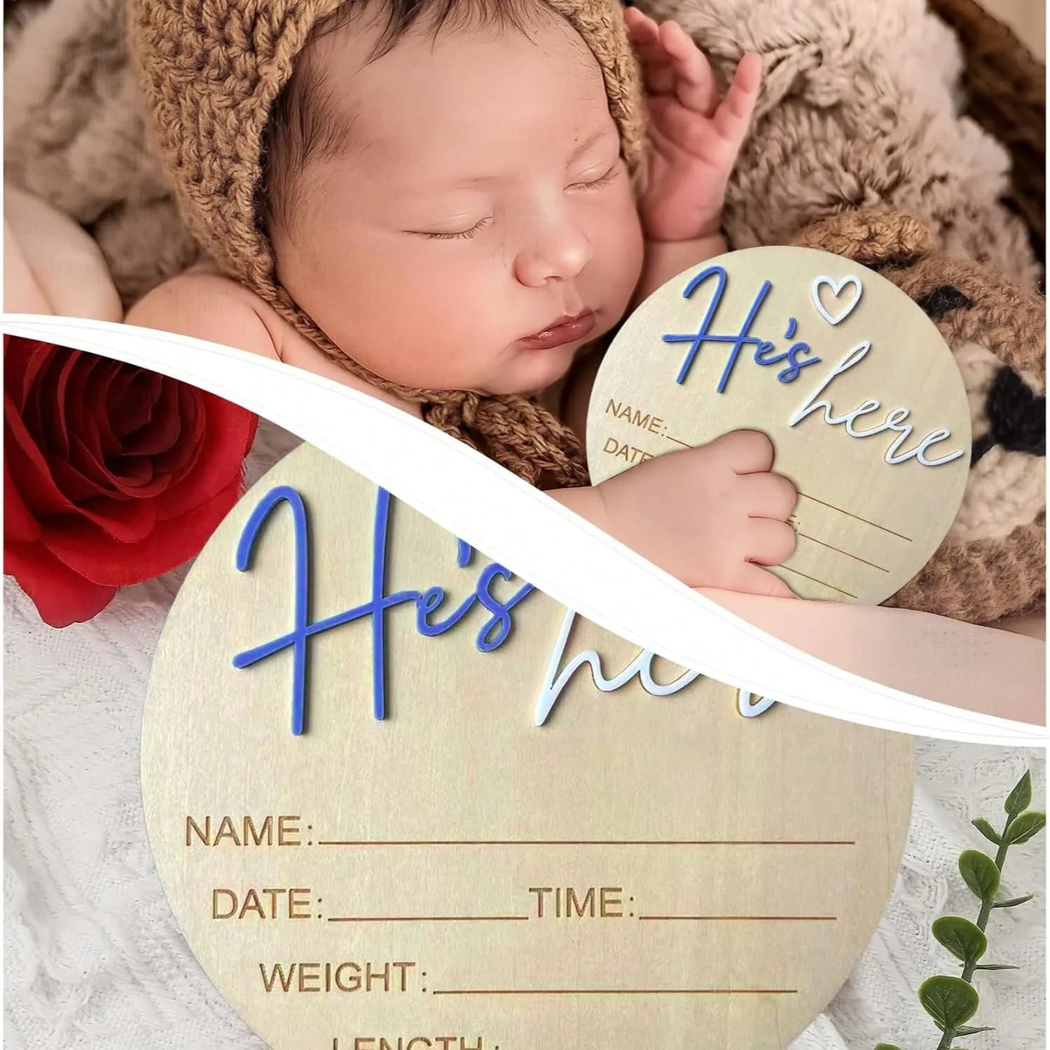 Birth Announcement Sign She's Here Or He's HereAnnouncement Sign Baby Newborn AnnouncementSign Baby Photo Prop