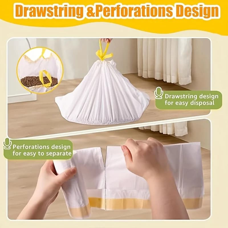 Extra Thick Drawstring Cat Litter Box Liners