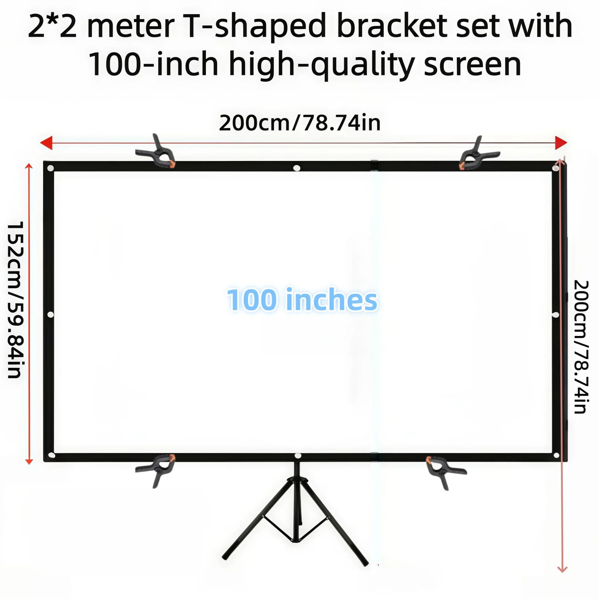 100 Inch Portable Projector Screen with Stand