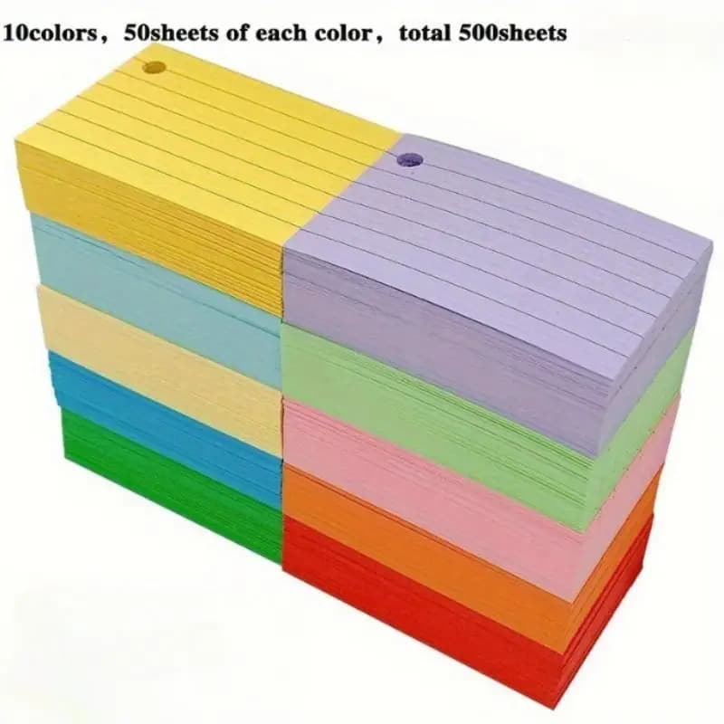 Colored Ruled Index Cards, 500 Count