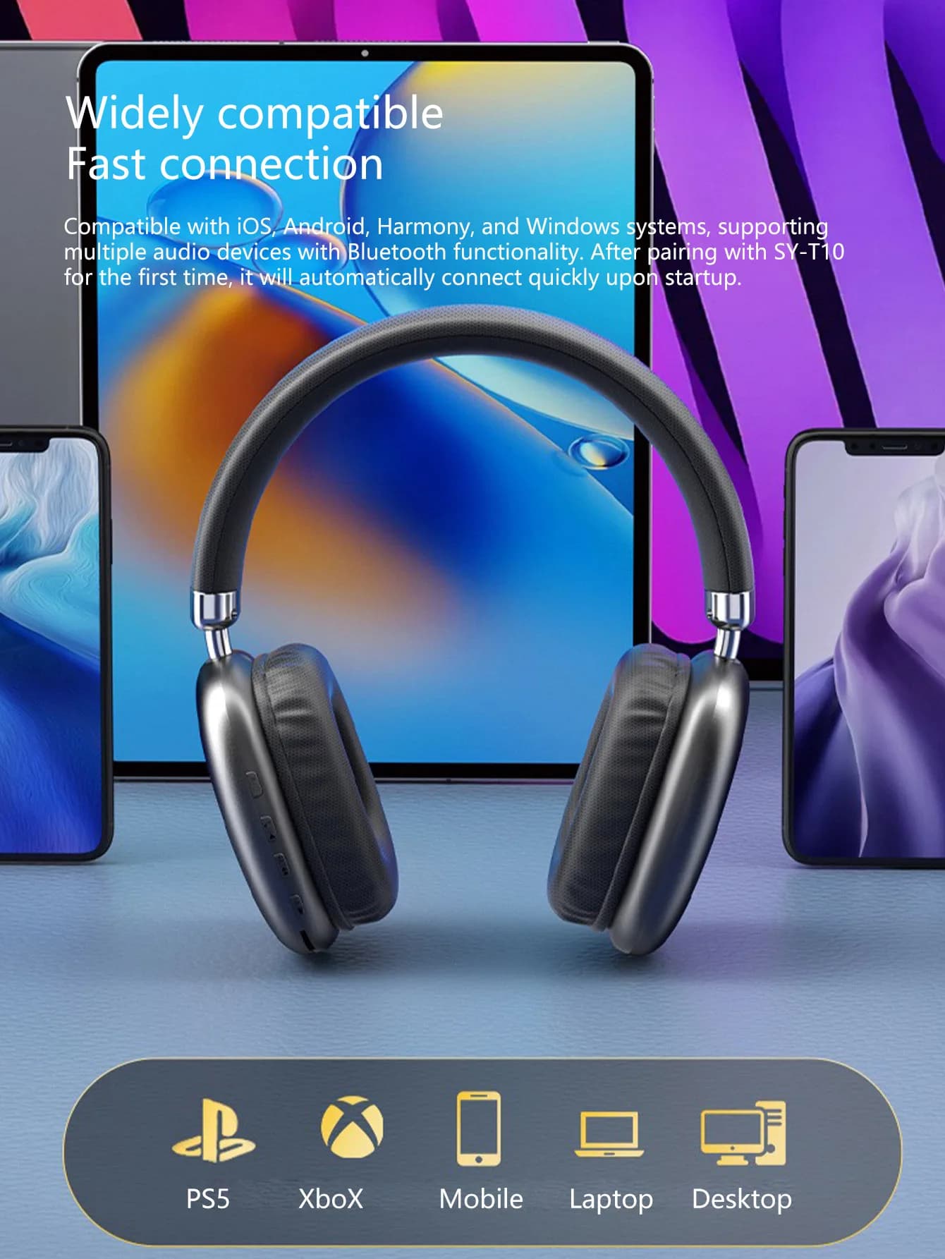 Wireless Over-Ear Headphones with 360° Sound