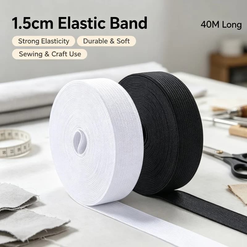 15mm Wide Braided Elastic Band Spool