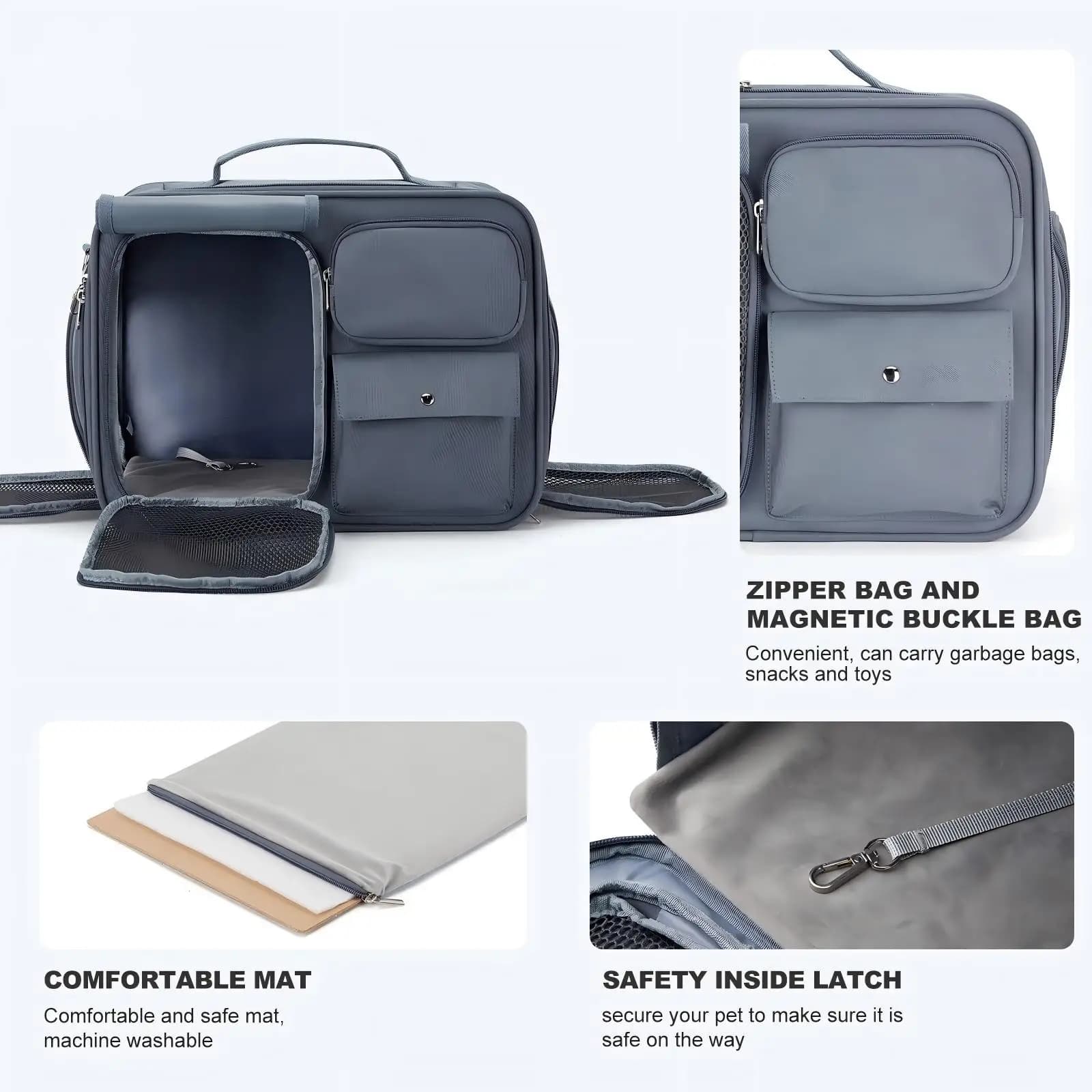 Pet Carrying Bag，Pets Travel Bag, Carrier for Cats and Puppies up to 7 kg, Foldable Travel Bag, Mesh Windows Bag for Small Pets