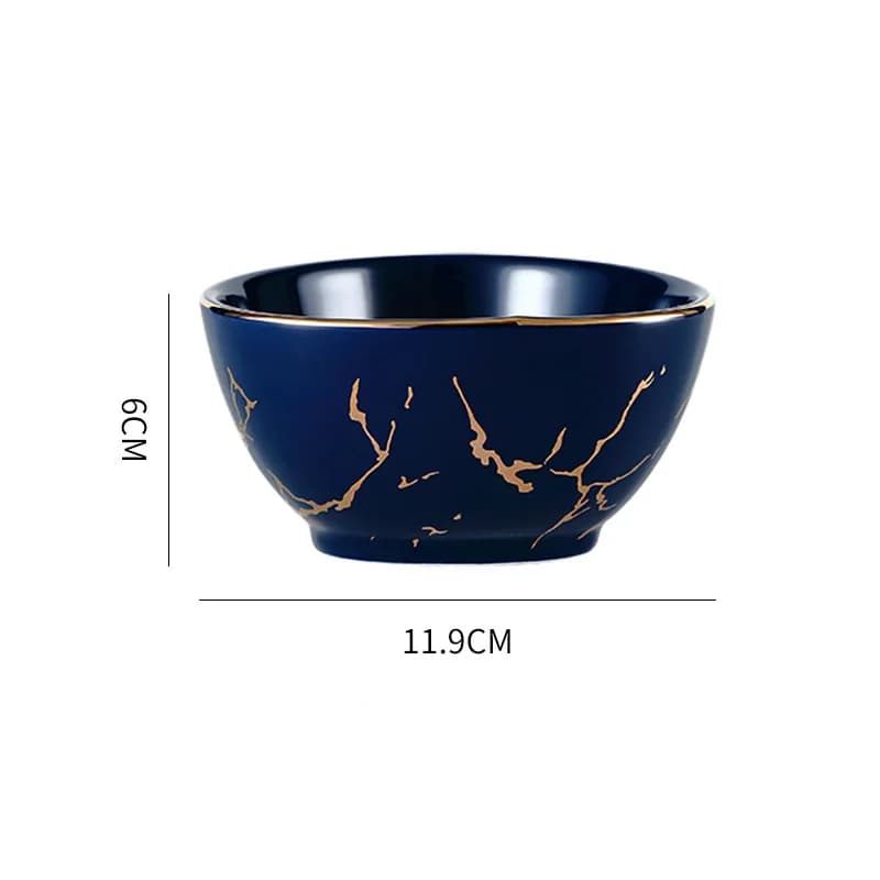 Nordic Marble Ceramic Dinner Plates with Gold Inlay