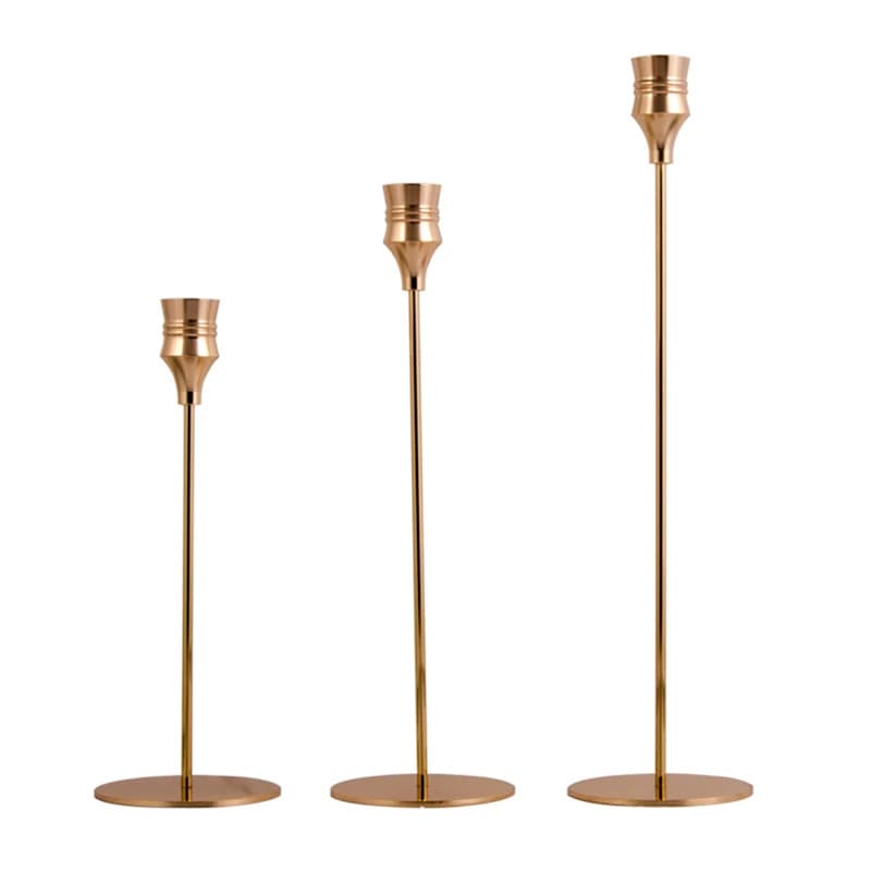 Metal Candle Holder Set Gold 3-Piece