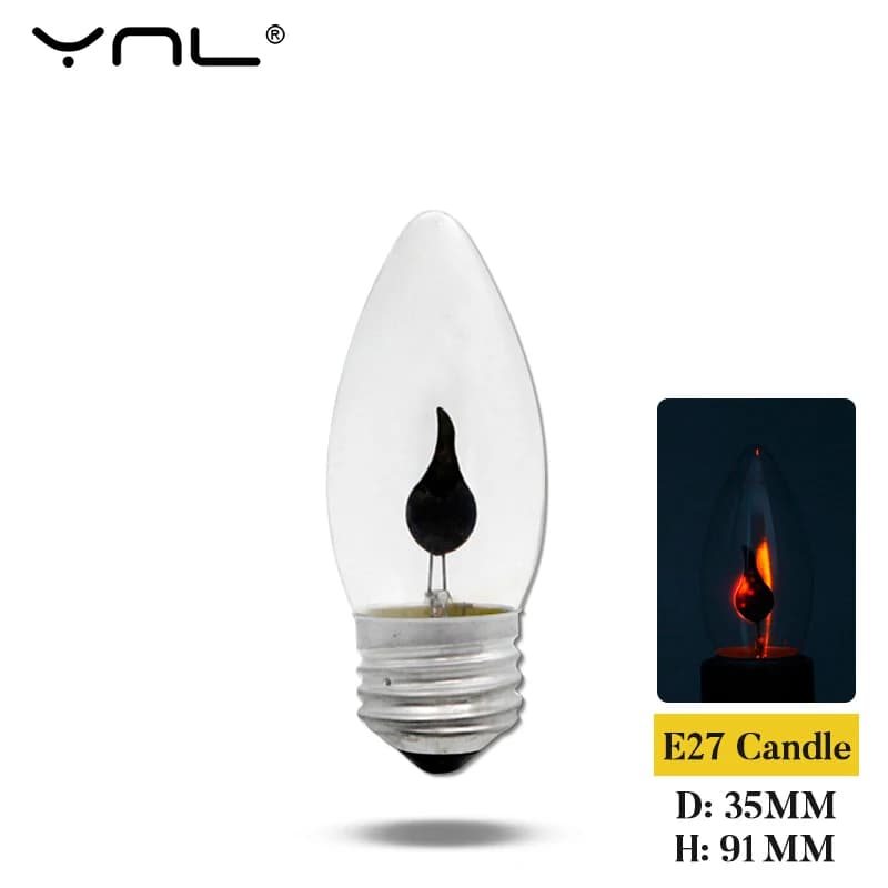 LED Candle Light Bulb E14 E27 LED Flame Effect Bulb AC220V Edison Emulation Fire Lighting Vintage Home Decor Ampoule Candle Bulb
