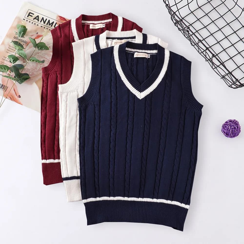 School Uniform V-Neck Cotton Sweater