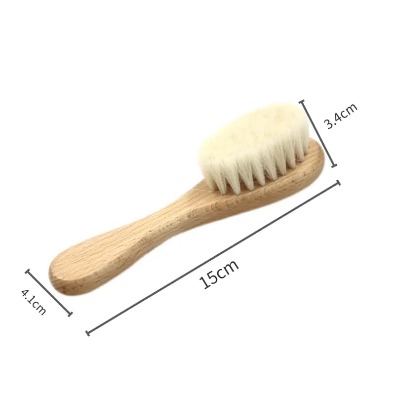 Baby Comb Brush Set Newborn Gift Set Natural Wool Beech Wooden Comb Baby Bib Pacifier Clip Kids Baby Hair Brush