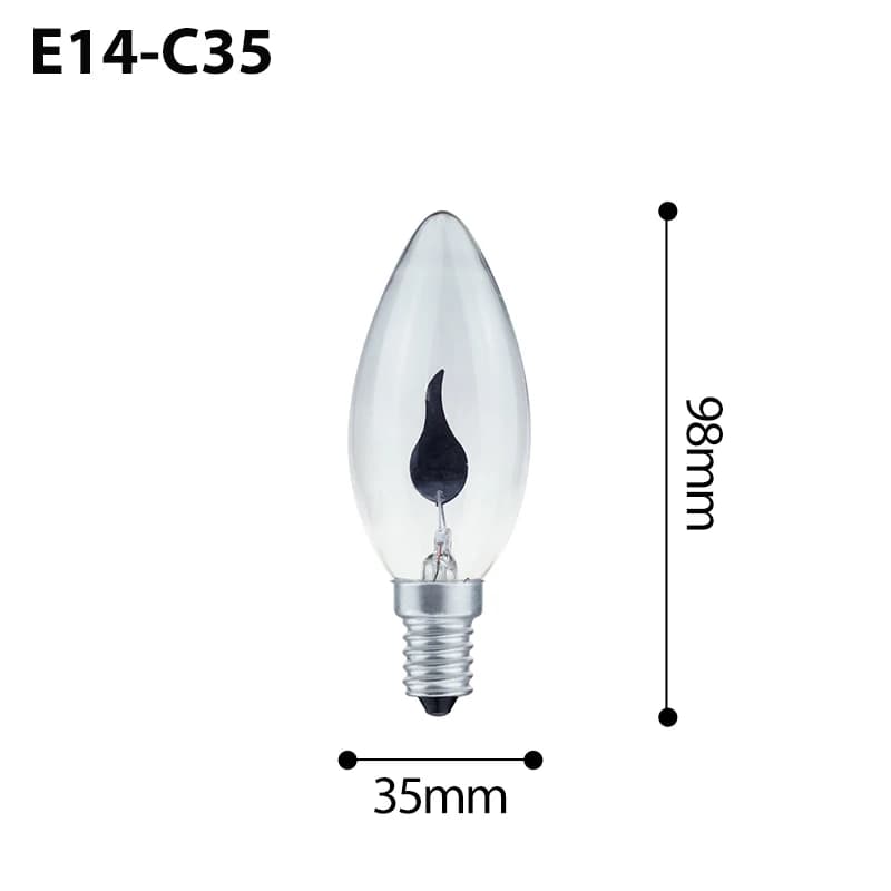 LED Candle Light Bulb Flicker Flame E14 E27 Edison Emulation Fire Lighting Vintage 3W AC220V Tail Retro Decor Energy Saving Lamp