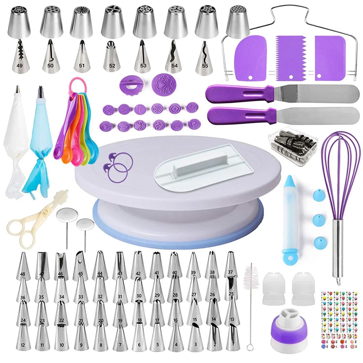 Cake Decorating Turntable Kit with 137 Piping Accessories