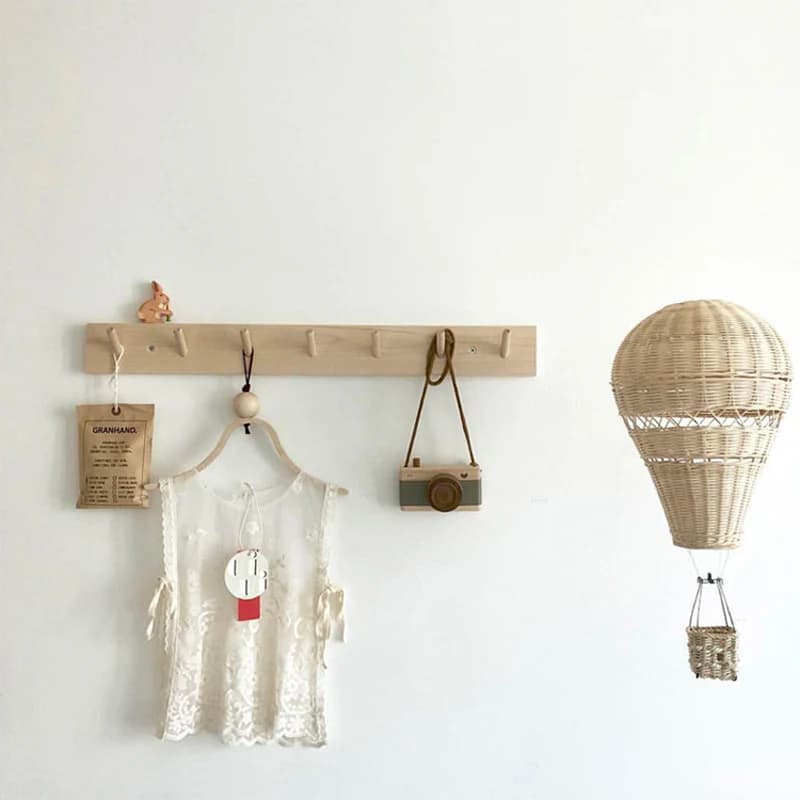 Handmade Kids Room Decoration Nordic Style Children Bedroom Kindergarten Rattan Weaven Hot Air Balloon Craft Wall Hanging Decor