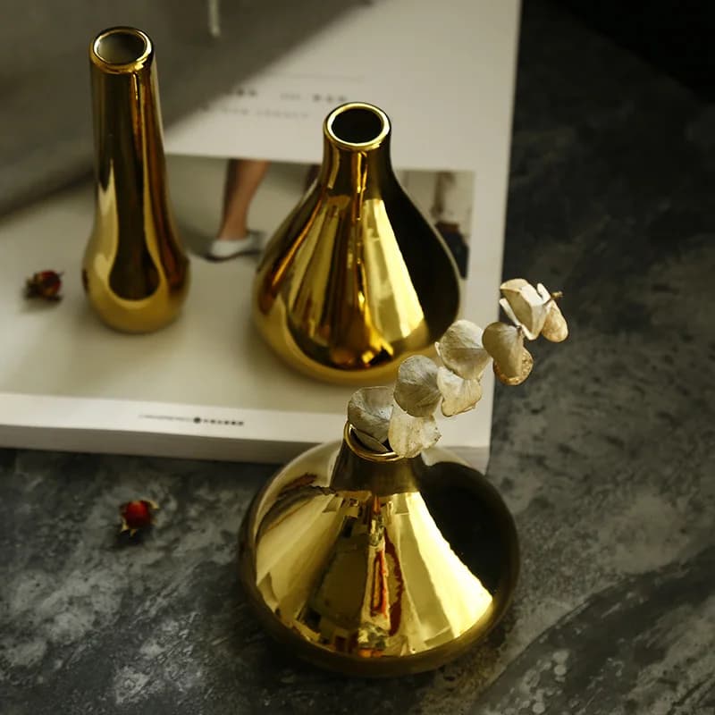 Ceramic Vase For Dried Flowers Gold
