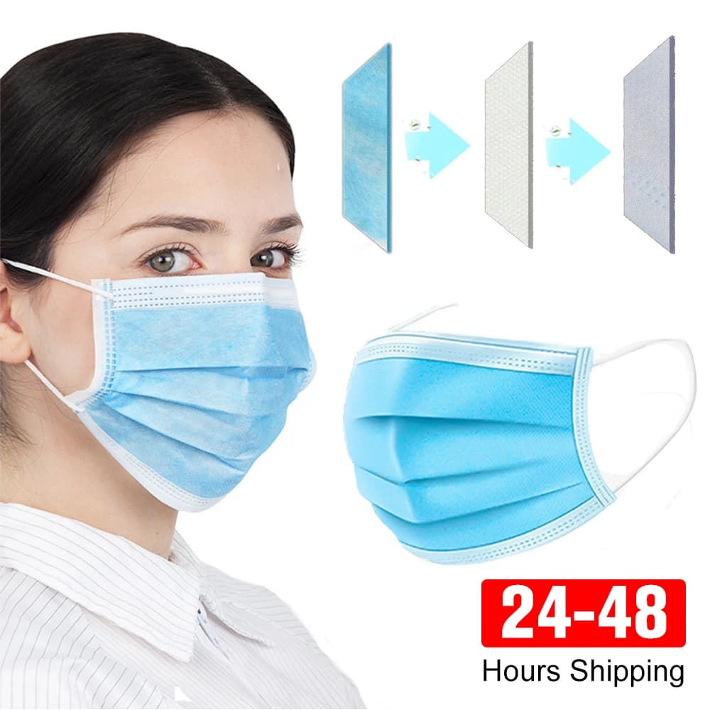 Disposable 3-Layer Face Masks with Earloops