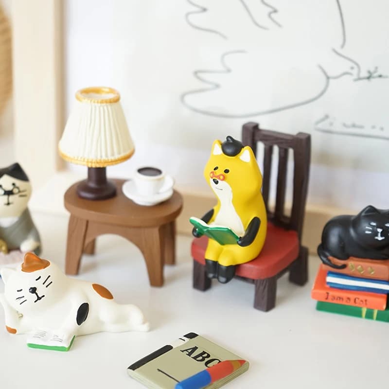 Cat And Fox Curator Fairy Tale Series Family Study Creative Small Ornaments Cartoon Toys Enlightenment Education Home Decoration