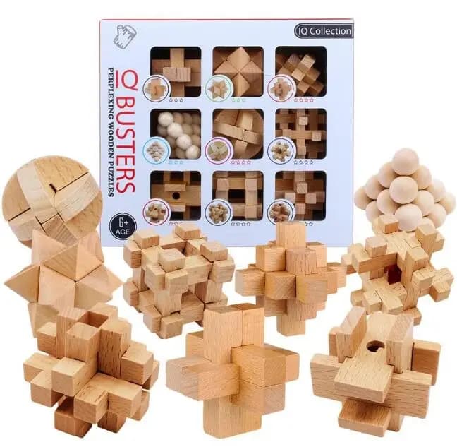 Wooden Brain Teaser Puzzle Set