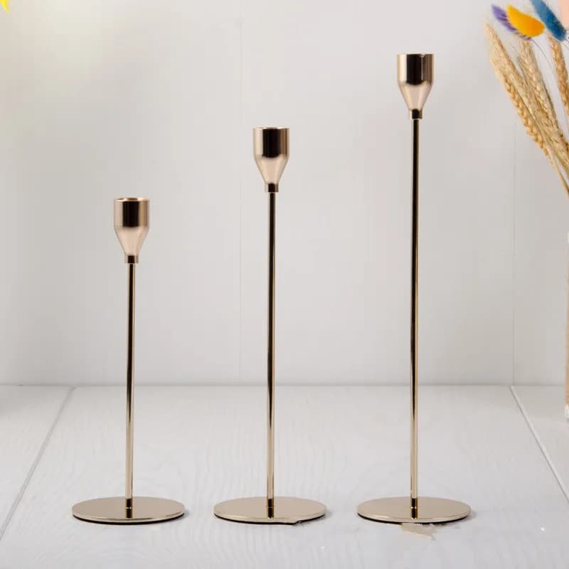 Metal Candle Holder Set Gold 3-Piece