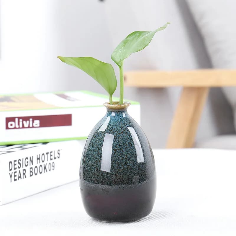 Ceramic Flower Vase Green Home Decor