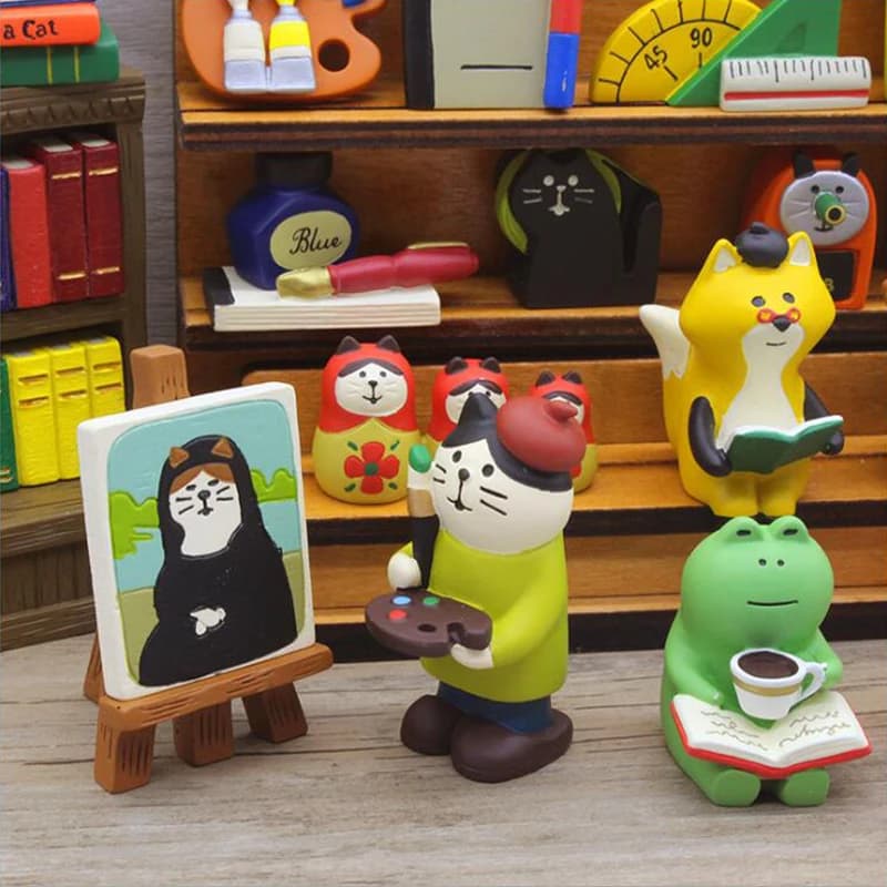 Cat And Fox Curator Fairy Tale Series Family Study Creative Small Ornaments Cartoon Toys Enlightenment Education Home Decoration