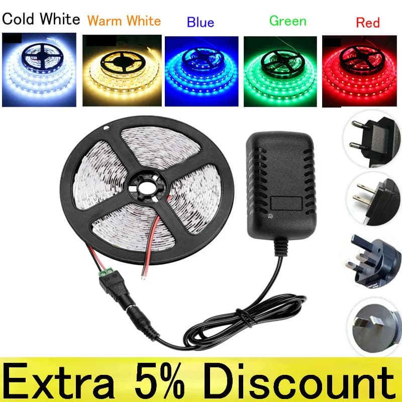 LED Strip Light 1M 2M 3M 4M LEDs Dimmable DC 12V 60LEDs/M Indoor Decorative Tape White Blue Red TV Festival LED Strip Lighting