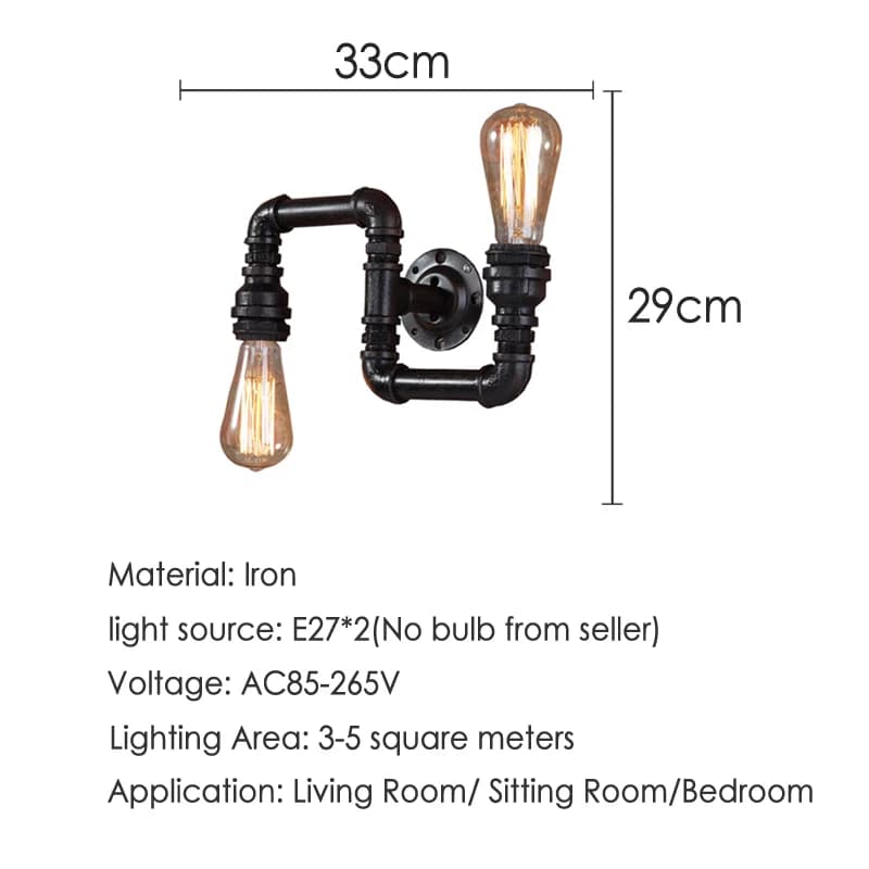 Retro Loft Water Pipe Wall Sconce