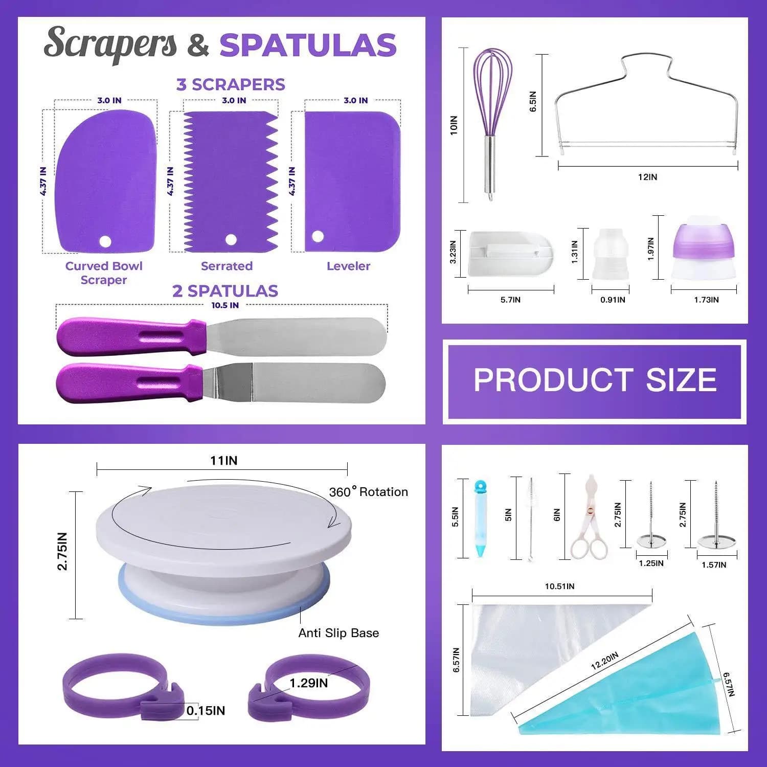 Cake Decorating Turntable Kit with 137 Piping Accessories