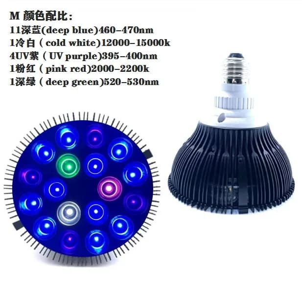 LED Aquarium Light for Saltwater, Plant Bulb, Marine Moral Reef, Sump Algae, Nano Tank, 50 W, 54W