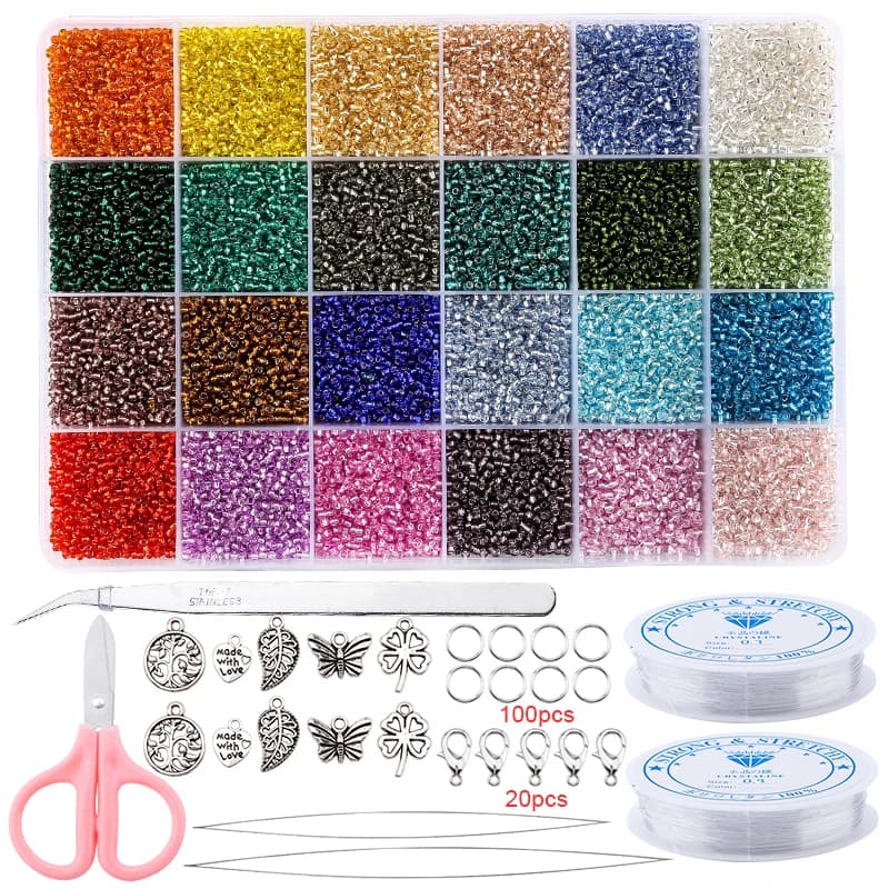Glass Seed Beads Jewelry Making Kit 20000pcs
