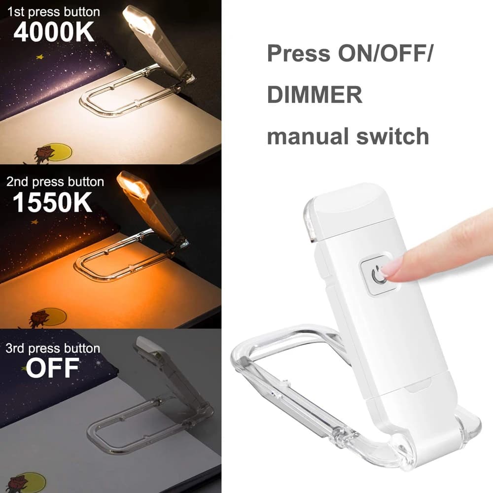 USB Rechargeable Book Reading Light with Adjustable Brightness