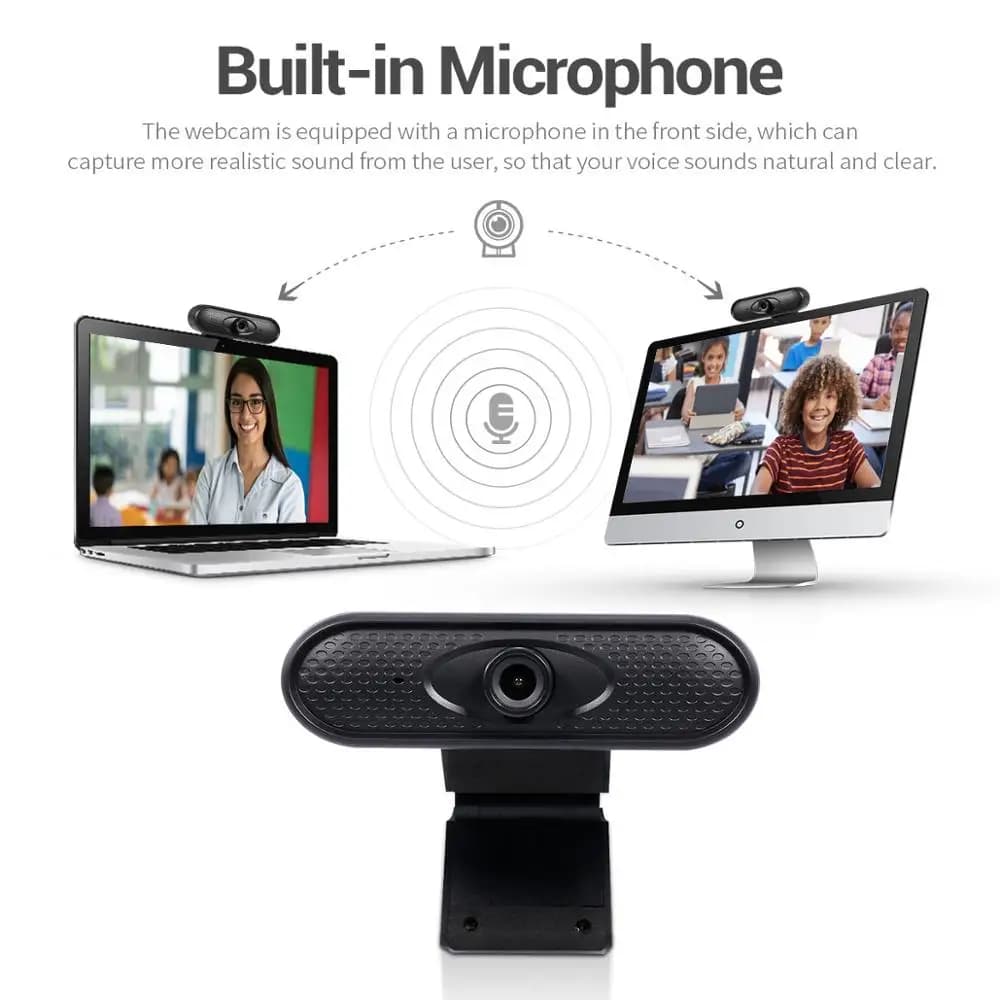 2MP 1080P Webcam Computer PC Web Camera with Microphone Cameras for Teaching Live Broadcast Video Calling Conference Work