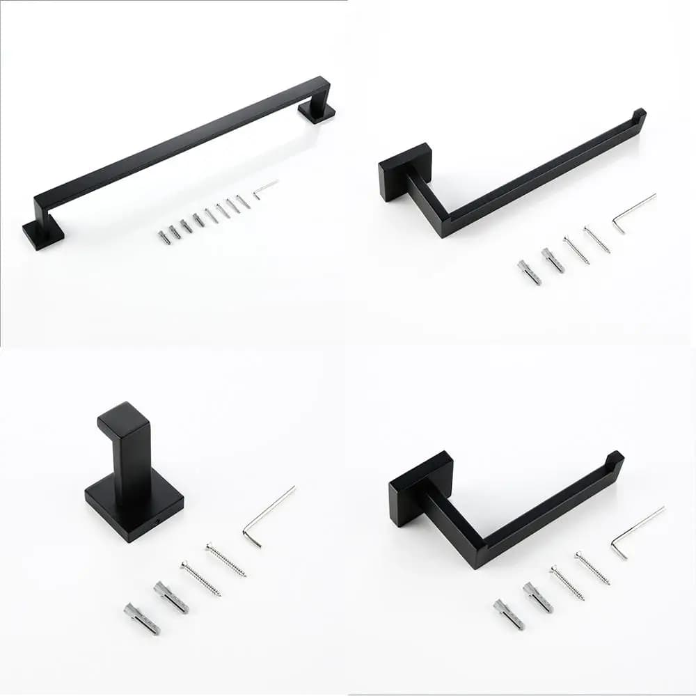 Bathroom Accessories Bathroom Hardware Set Black Robe Hook Towel Rail Bar Rack Bar Paper Holder Shelf