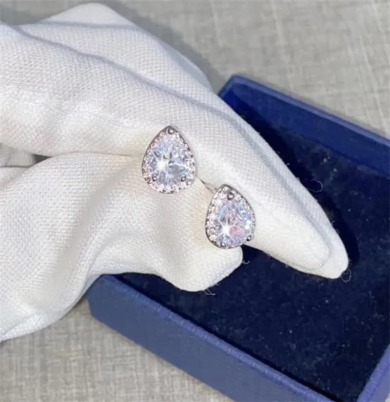 Water Drop Cubic Zirconia Stud Earrings