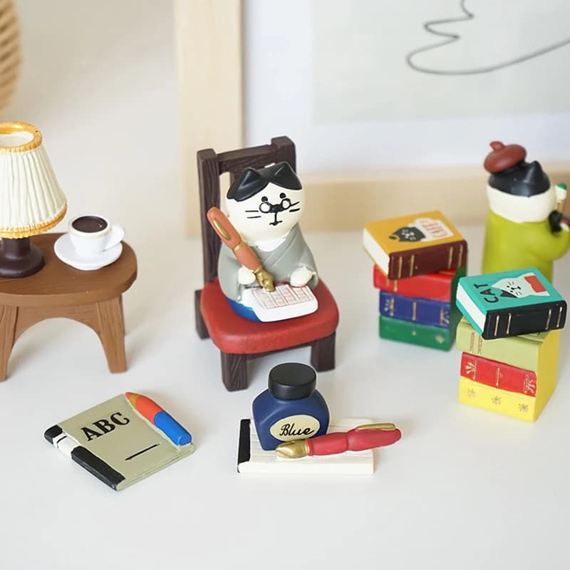 Cat And Fox Curator Fairy Tale Series Family Study Creative Small Ornaments Cartoon Toys Enlightenment Education Home Decoration