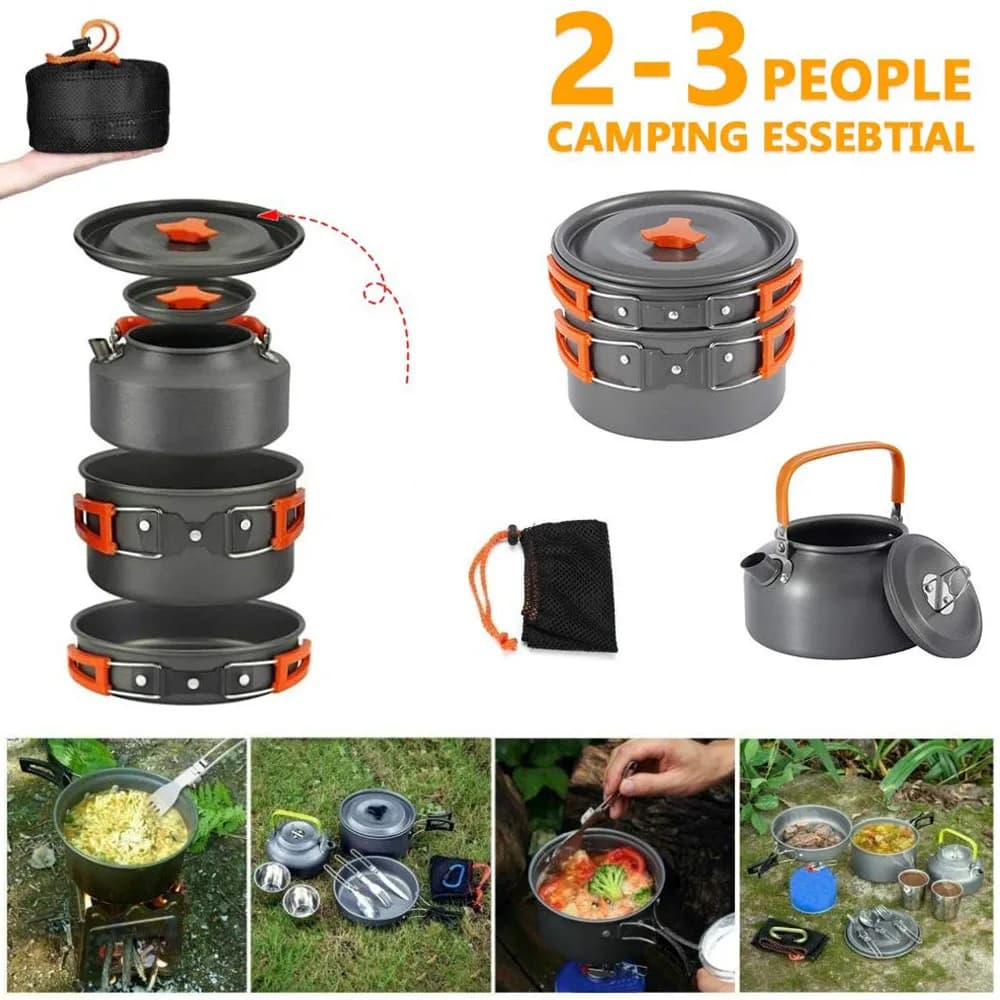 Camping Cookware Set With Kettle