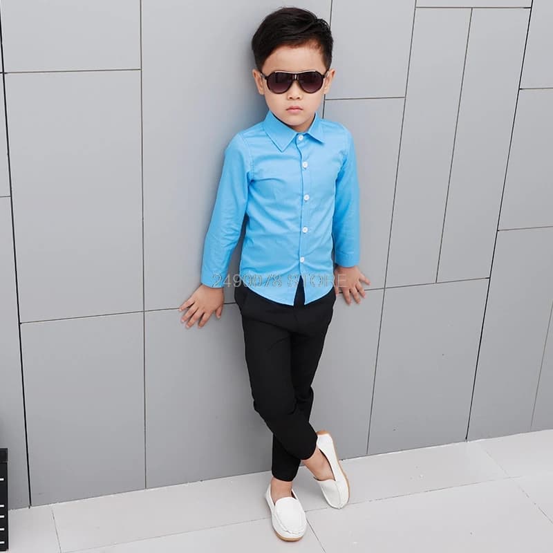 Boys White Long-Sleeve Dress Shirt