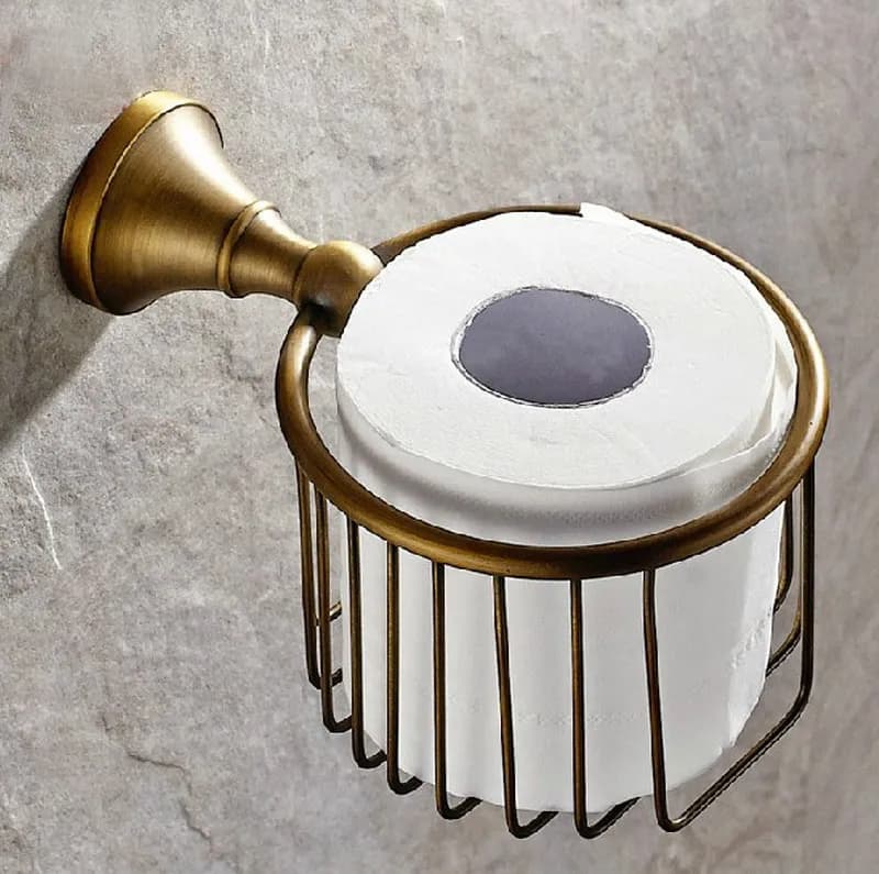 Bathroom Accessories Antique Brass Collection, Towel Ring, Paper Holder, Toilet Brush, Coat Hook, Bath Rack, Soap Dish Nzh05