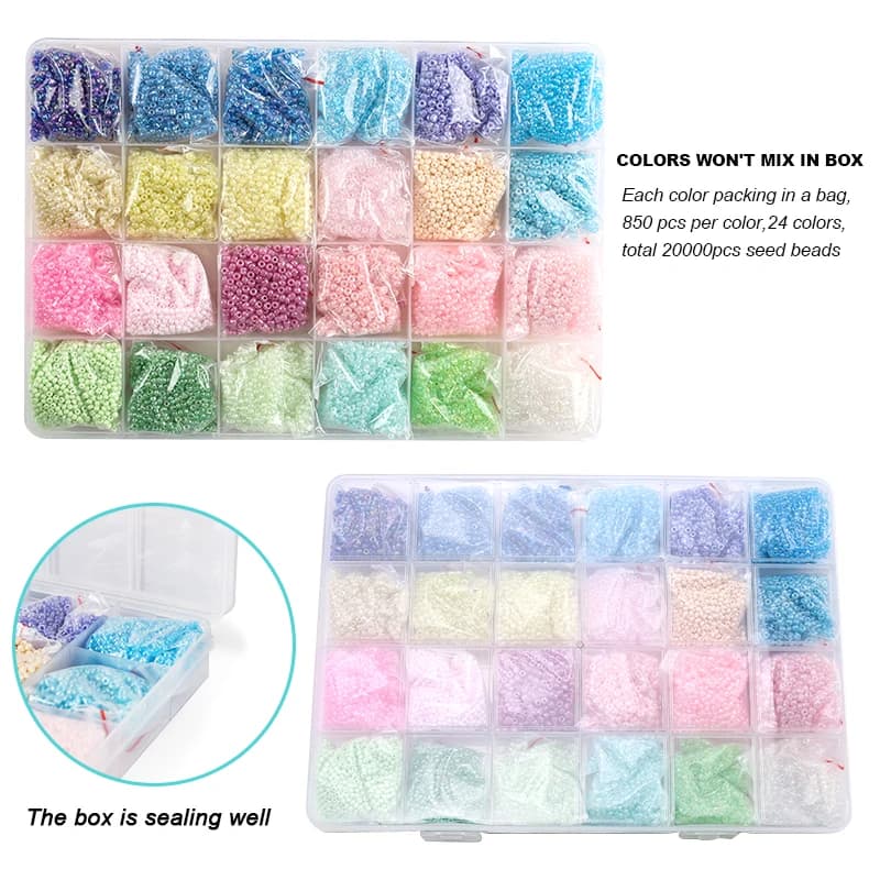 Glass Seed Beads Jewelry Making Kit 20000pcs